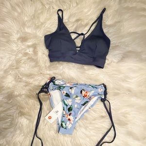 Blue Floral Bikini- NEW